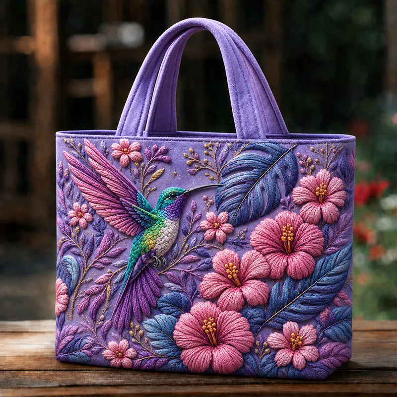 Hummingbird Floral Design Tote Bag
